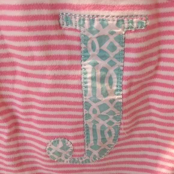 🍨0-6 Mud Pie pink and blue "J" top and pants 🍨 - Picture 3 of 4